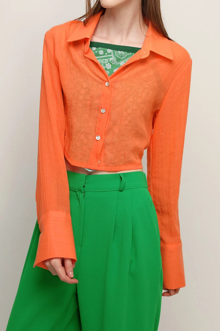 STORETS Skylar Sheer Cropped Shirt