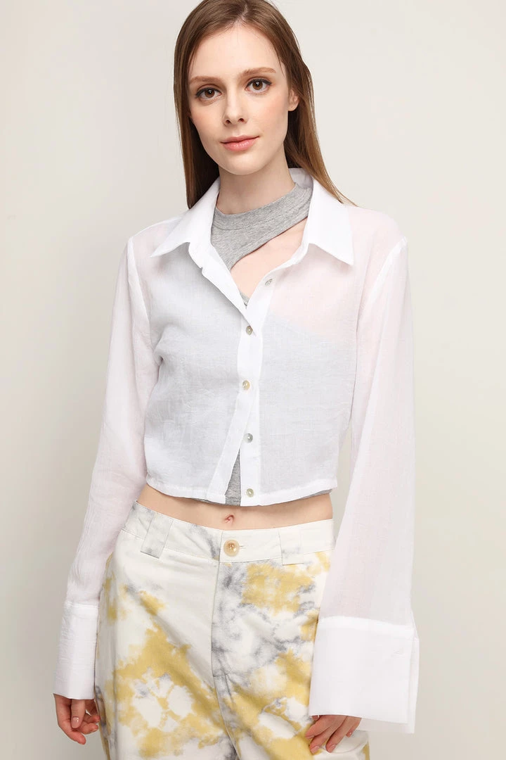 STORETS Skylar Sheer Cropped Shirt