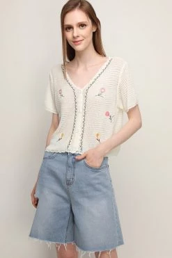 STORETS SALE Piper Cutout Slash Denim Shorts