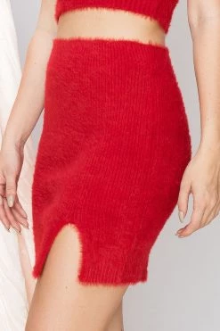 STORETS SALE CLOTHING Stella Slit Fuzzy Sweater Skirt-2 Colors