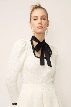 STORETS SALE Eliana Tie Neck Textured Top CLOTHING