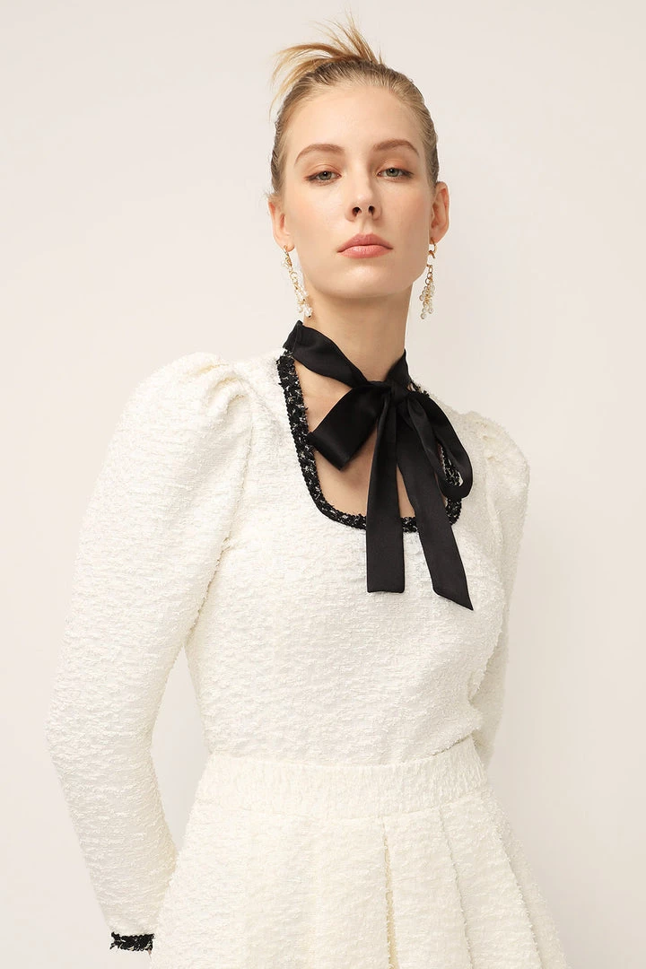 STORETS SALE Eliana Tie Neck Textured Top CLOTHING