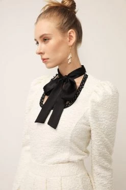 STORETS SALE Eliana Tie Neck Textured Top CLOTHING