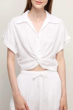 STORETS CLOTHING Serenity Twist Crop Shirt