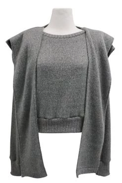 STORETS Taylor Mottled Knit Top And Shawl Set CLOTHING