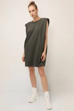 STORETS SALE CLOTHING Kinley Padded Shoulder Muscle Dress