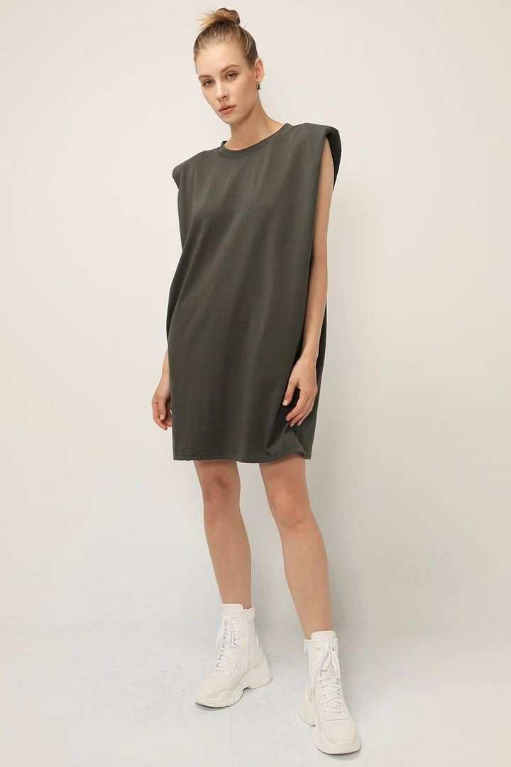 STORETS SALE CLOTHING Kinley Padded Shoulder Muscle Dress
