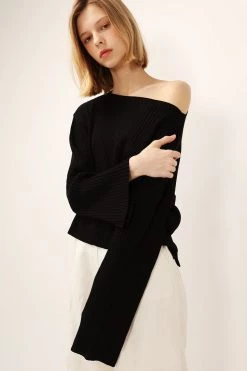 STORETS Vera Boat Neck Ribbed Knit Top