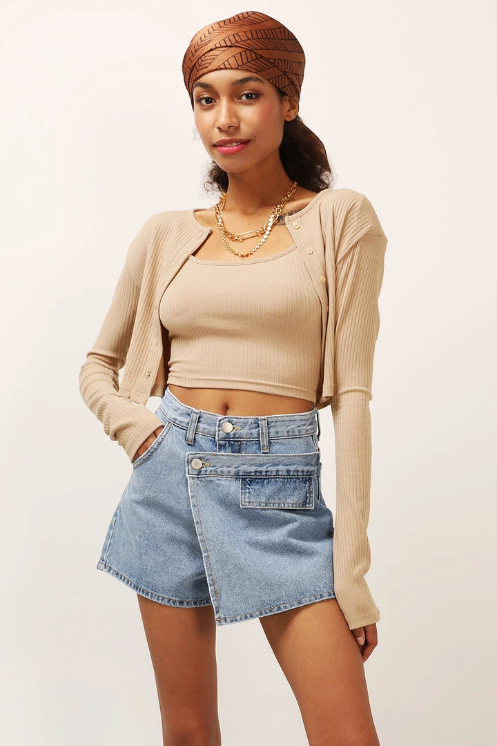 STORETS Luna Wrapped Denim Skort