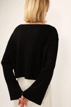 STORETS Vera Boat Neck Ribbed Knit Top