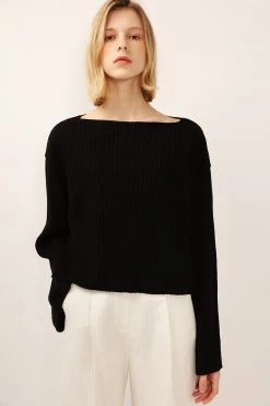 STORETS Vera Boat Neck Ribbed Knit Top