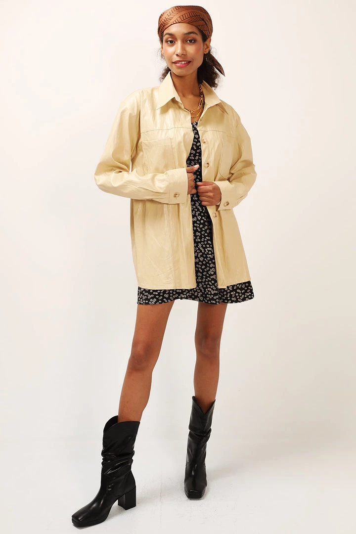 STORETS SALE Ava Crinkled Pleather Shirt Jacket CLOTHING