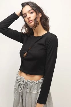 STORETS Tatum Asymmetric Ribbed Cardigan