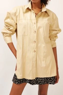 STORETS SALE Ava Crinkled Pleather Shirt Jacket CLOTHING