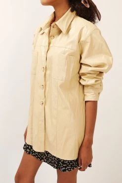 STORETS SALE Ava Crinkled Pleather Shirt Jacket CLOTHING