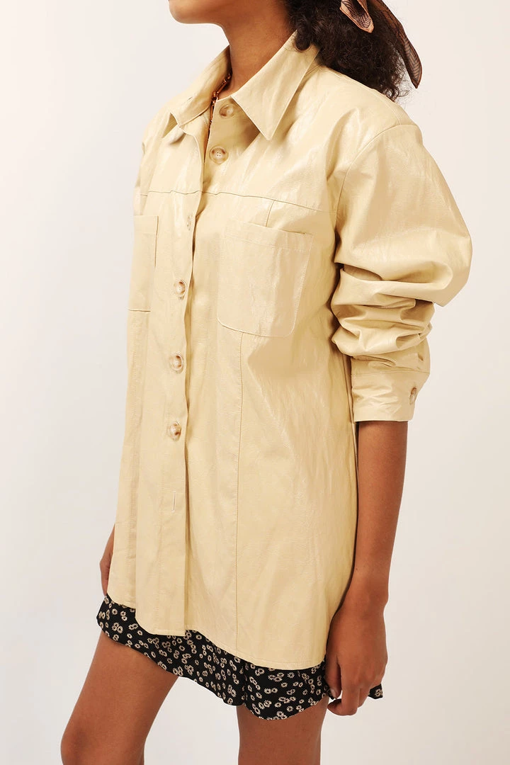 STORETS SALE Ava Crinkled Pleather Shirt Jacket CLOTHING