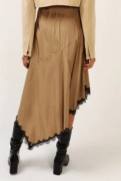 STORETS Olivia Asymmetric Hem Lace Trim Skirt