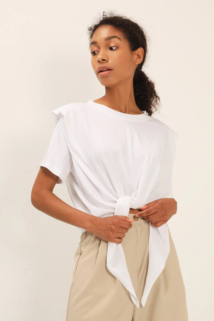 STORETS Emily Structured Tie Waist T-Shirt