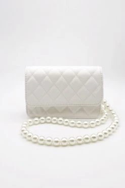 STORETS Regie Pearl Chain Quilted Flap Bag