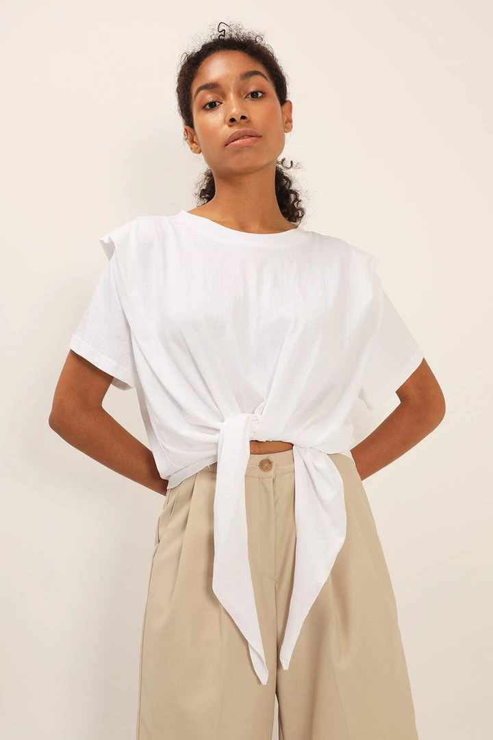STORETS Emily Structured Tie Waist T-Shirt