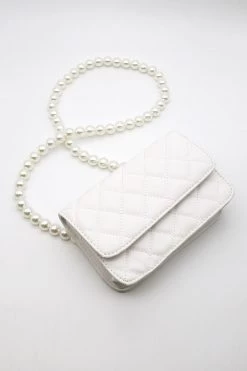 STORETS Regie Pearl Chain Quilted Flap Bag
