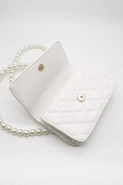 STORETS Regie Pearl Chain Quilted Flap Bag