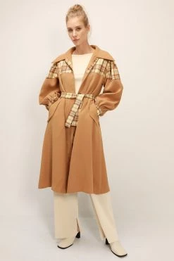 STORETS SALE Sydney Plaid Block Coat W/Belt
