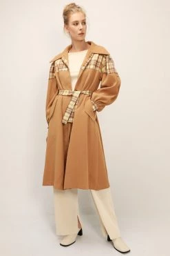 STORETS SALE Sydney Plaid Block Coat W/Belt