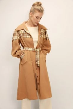 STORETS SALE Sydney Plaid Block Coat W/Belt