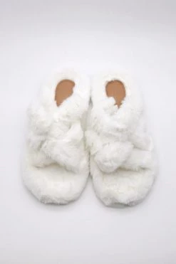 STORETS Tinley Cross Faux Fur Flip Flops ACCESSORIES