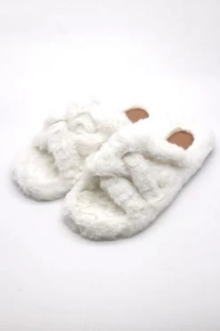 STORETS Tinley Cross Faux Fur Flip Flops ACCESSORIES