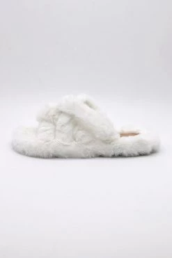 STORETS Tinley Cross Faux Fur Flip Flops ACCESSORIES