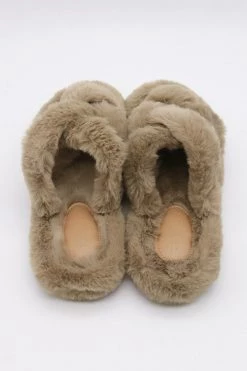 STORETS Tinley Cross Faux Fur Flip Flops