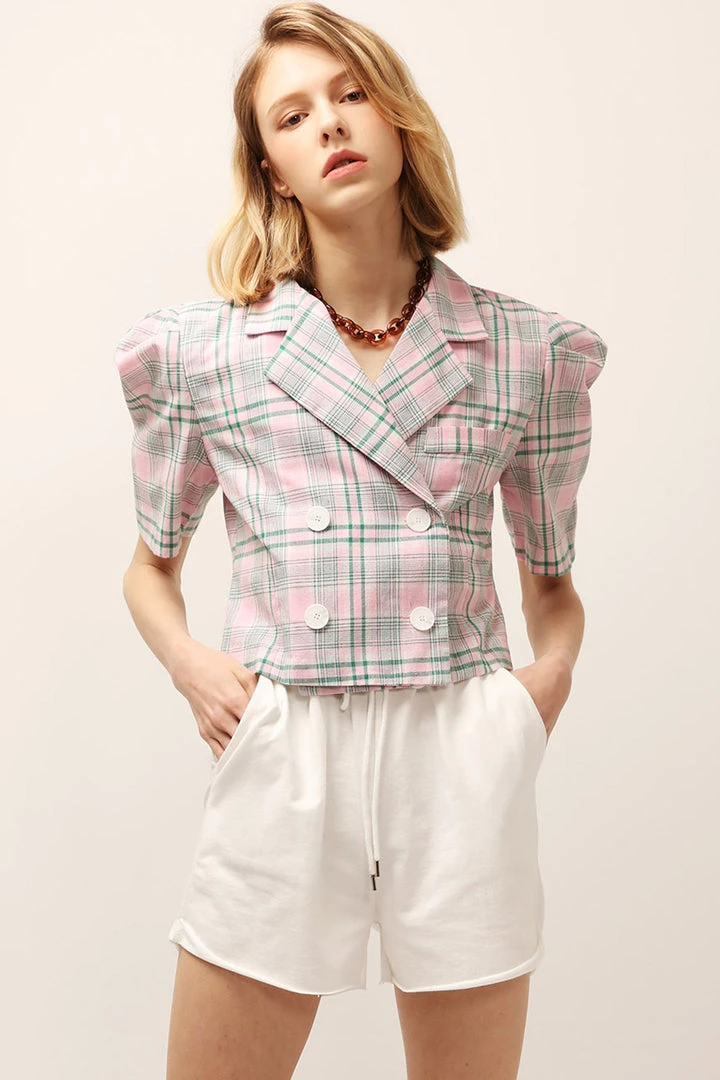 STORETS CLOTHING Olivia Plaid Cropped Jacket
