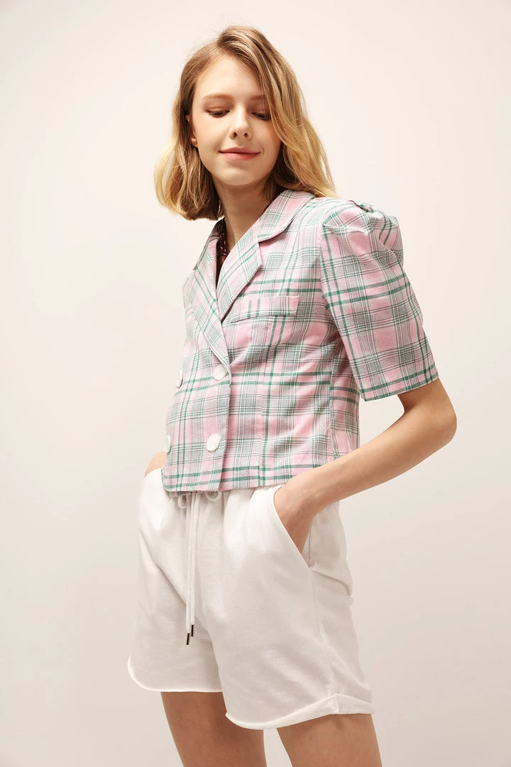 STORETS CLOTHING Olivia Plaid Cropped Jacket