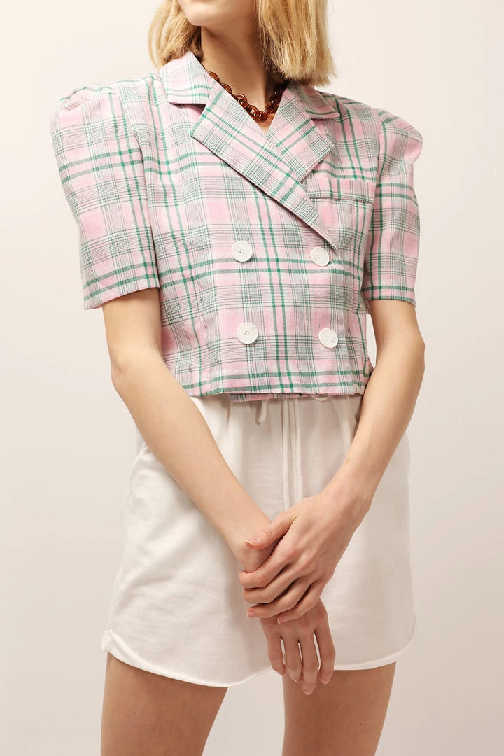 STORETS CLOTHING Olivia Plaid Cropped Jacket