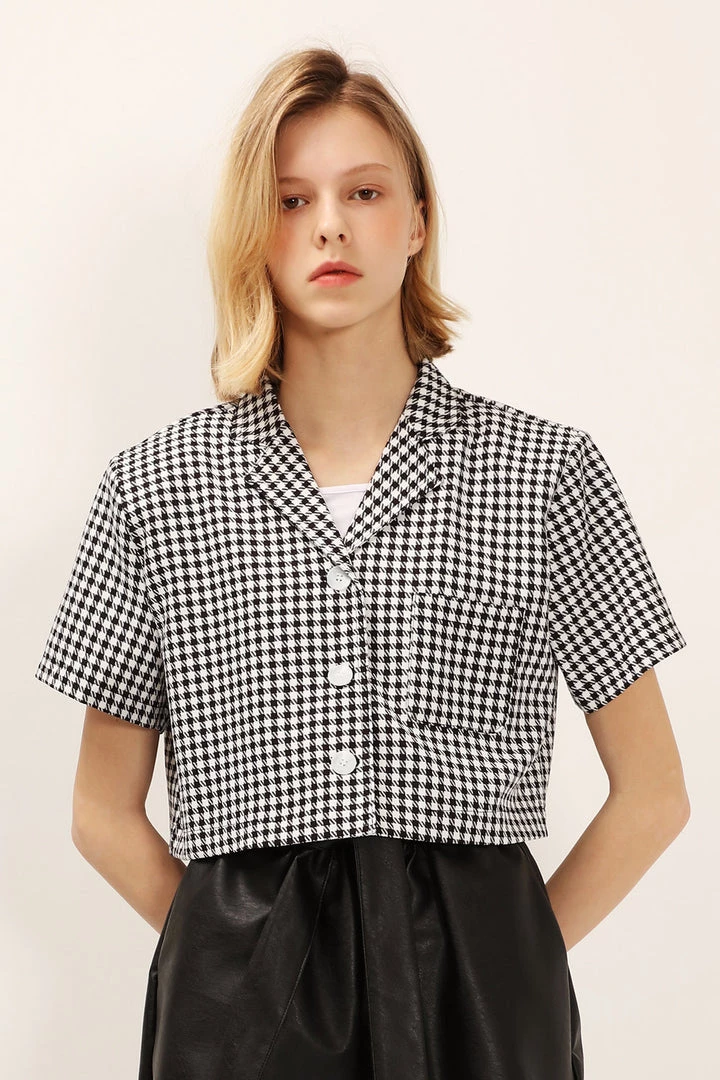STORETS Mia Houndstooth Cropped Jacket