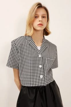 STORETS Mia Houndstooth Cropped Jacket