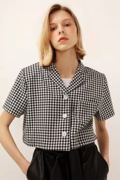 STORETS Mia Houndstooth Cropped Jacket