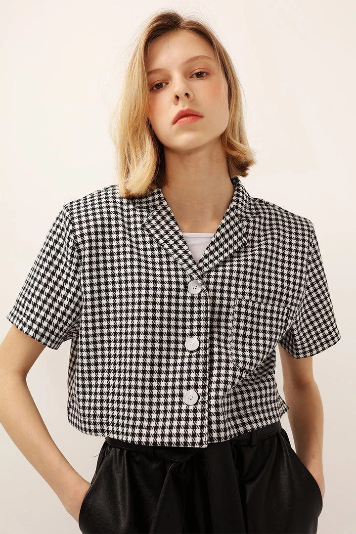 STORETS Mia Houndstooth Cropped Jacket