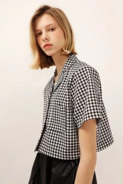 STORETS Mia Houndstooth Cropped Jacket