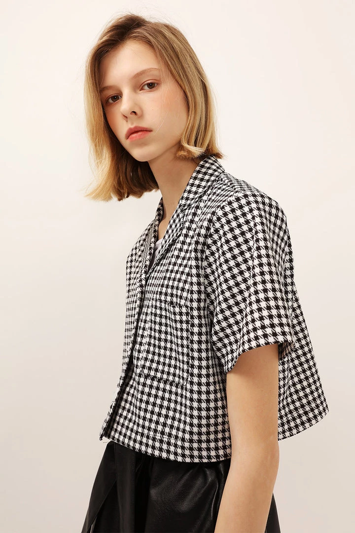 STORETS Mia Houndstooth Cropped Jacket