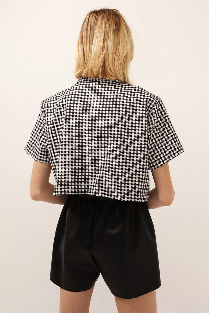 STORETS Mia Houndstooth Cropped Jacket