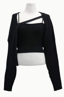 STORETS Desha Knit Crop Top Cardigan Set CLOTHING