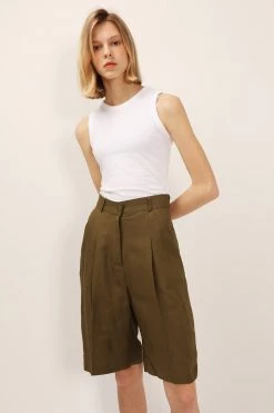 STORETS CLOTHING Veronica Pintuck Bermuda Shorts