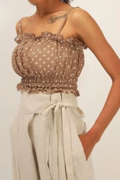 STORETS Isabel Dotted Smocked Top CLOTHING