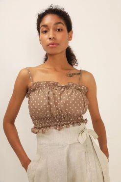 STORETS Isabel Dotted Smocked Top CLOTHING