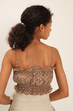 STORETS Isabel Dotted Smocked Top CLOTHING