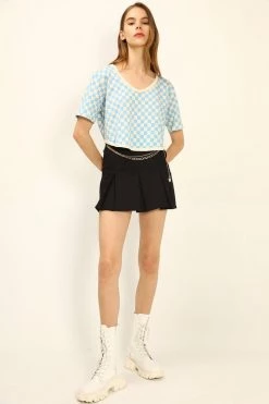 STORETS Pam Piping T-shirt In Checkerboard CLOTHING