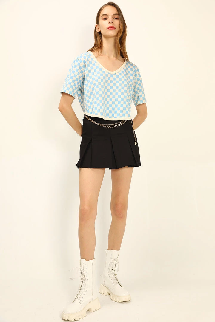 STORETS Pam Piping T-shirt In Checkerboard CLOTHING